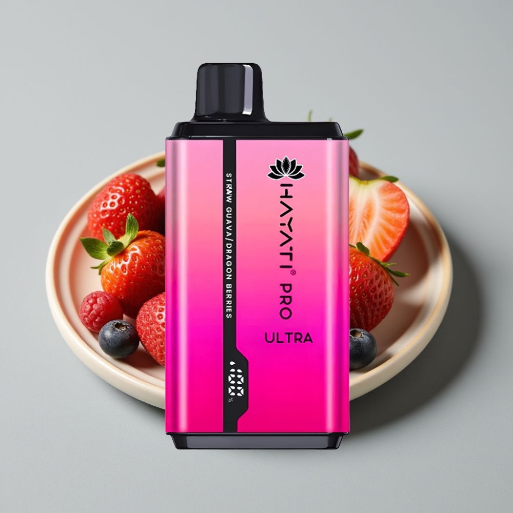 Hayati Pro Ultra 15000 Puffs - Morango, Goiaba e Frutas do Dragão - 24ml, 2% Nicotina