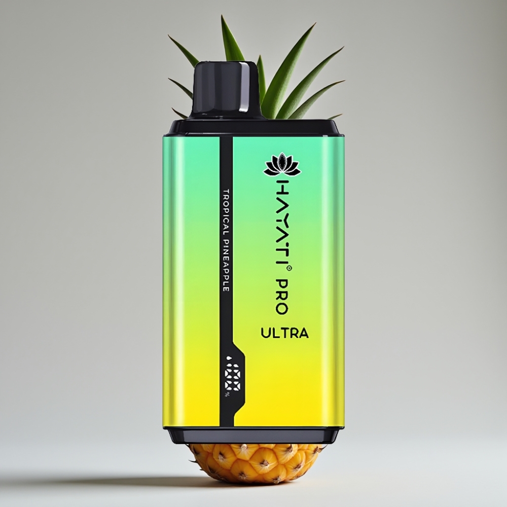 Hayati Pro Ultra 15000 Puffs Vape Descartável Abacaxi Tropical - 850mAh, 2×12ml, 2% Nicotina, 49 Sabores