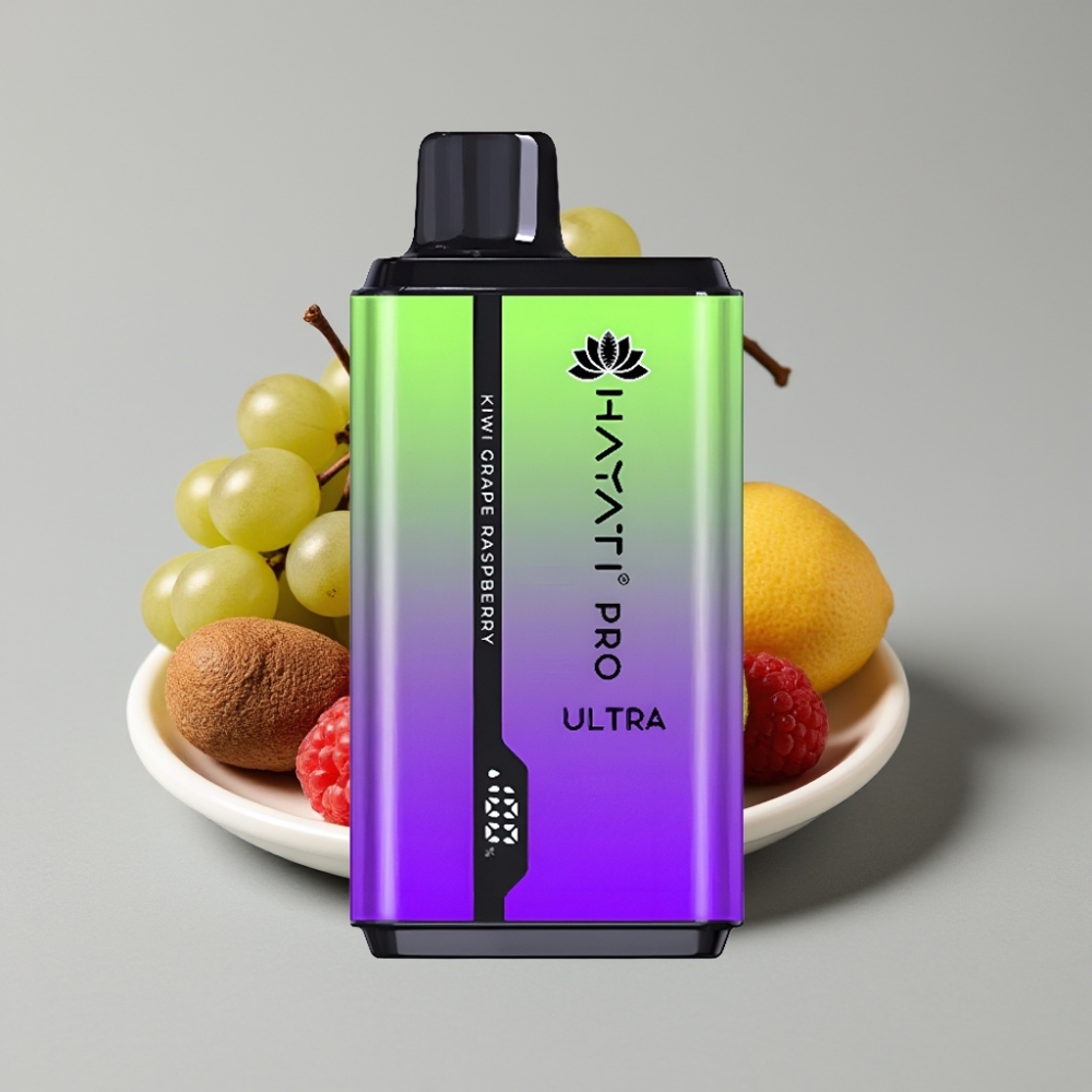 Hayati Pro Ultra 15000 Puffs Vape Descartável Kiwi Uva Framboesa - 2×12ml, 2% Nicotina, 850mAh