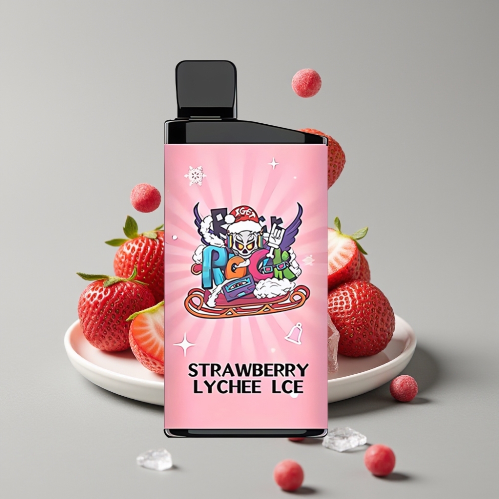 IGET Bar 3500 Puffs Vaporizador Descartável Morango Lichia Gelo, 1400 mAh, 1.2 Ohm Mesh Coil