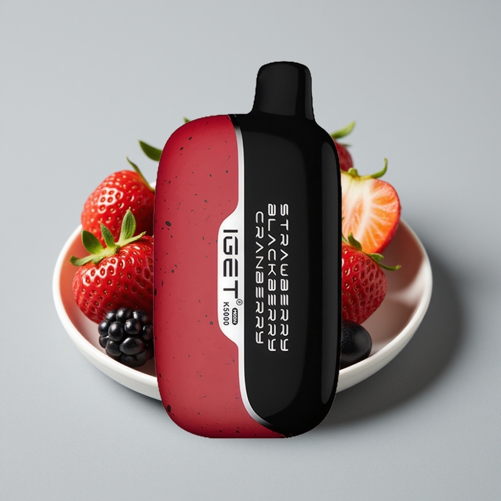 IGET Moon K5000 Puffs Vape Descartável Morango Amora Cranberry – 5000 Tragadas, Bobina Mesh 1.35 Ohm, PC, 81.5 g