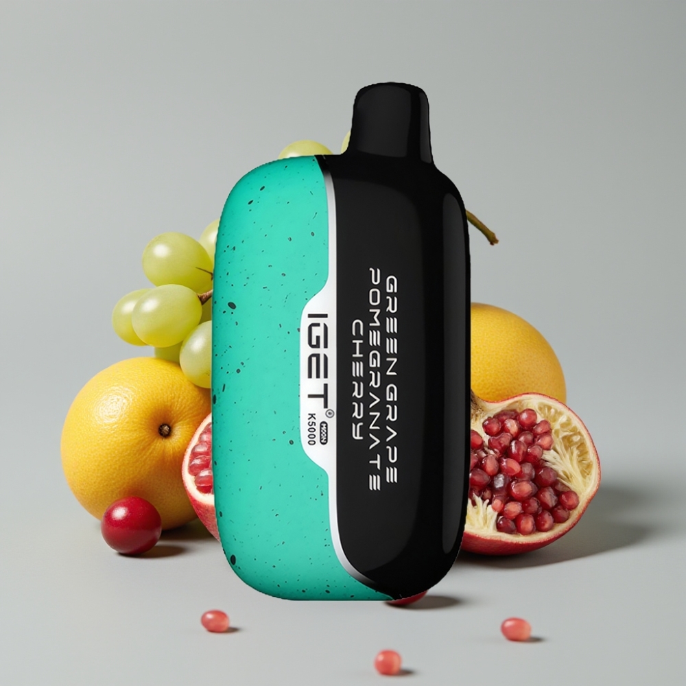 IGET Moon K5000 Puffs Vape Descartável Uva Verde Romã Cereja – 81.5g, 5000 Puffs, Bobina Mesh 1.35 Ohm