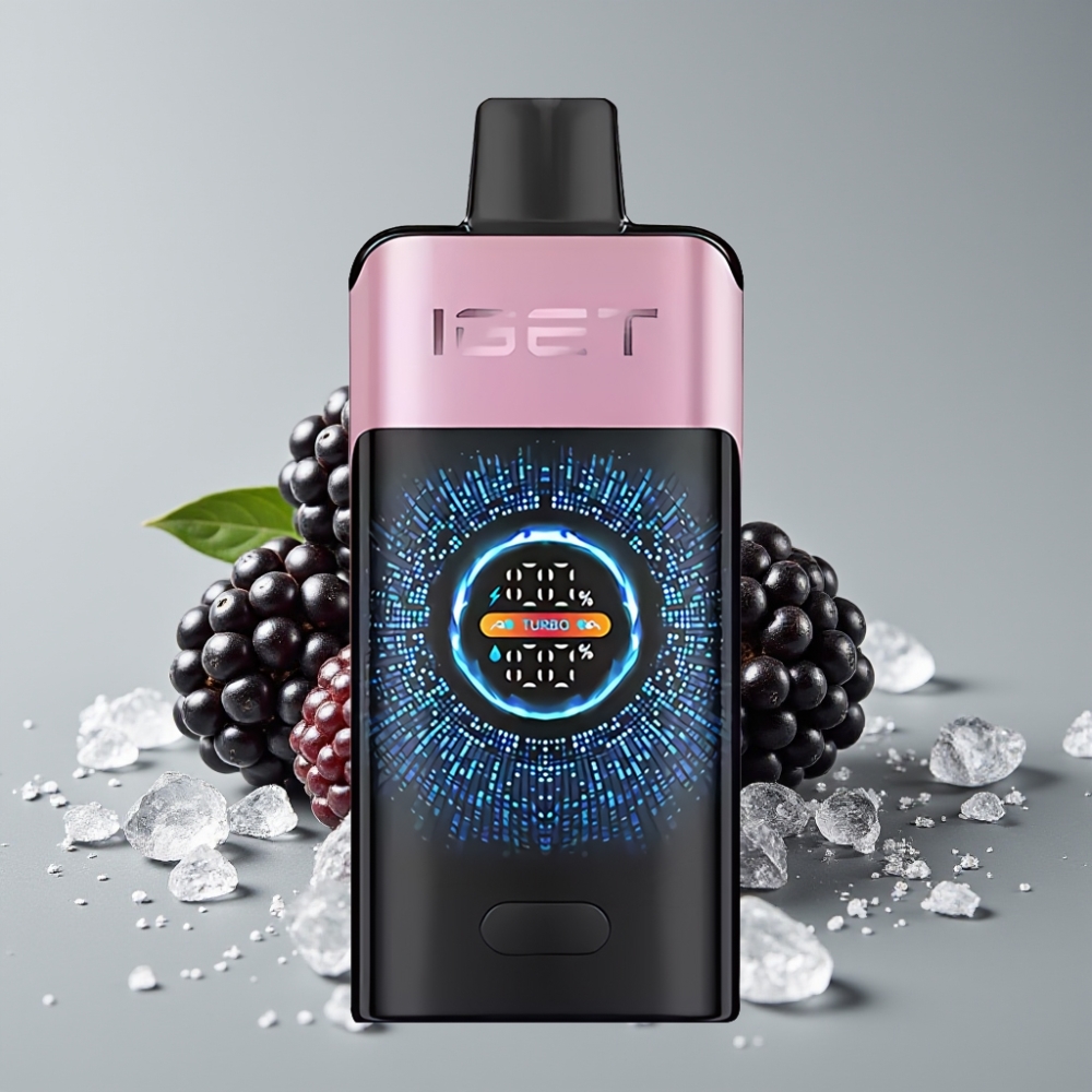 IGET ONE 12000 Puffs Disposable Vape Blackberry Ice – 2700 mAh, Tela Colorida Curva, Modo Turbo 9000 Puffs