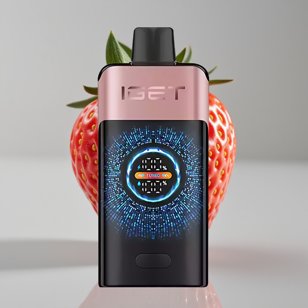 IGET ONE 12000 Puffs Disposable Vape Chupa Chups Morango com Tela Colorida Curva e Bateria 2700 mAh
