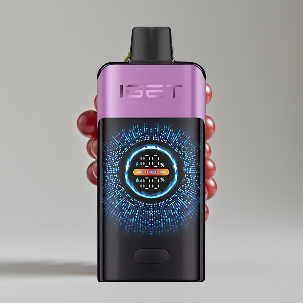 IGET ONE 12000 Puffs Disposable Vape Chupa Chups Uva com Tela Colorida Curva e Bateria 2700 mAh