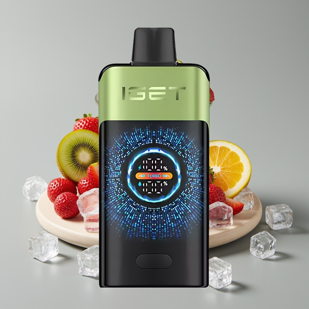 IGET ONE 12000 Puffs Disposable Vape Morango Kiwi Gelo com Tela Colorida Curva e Bateria 2700 mAh