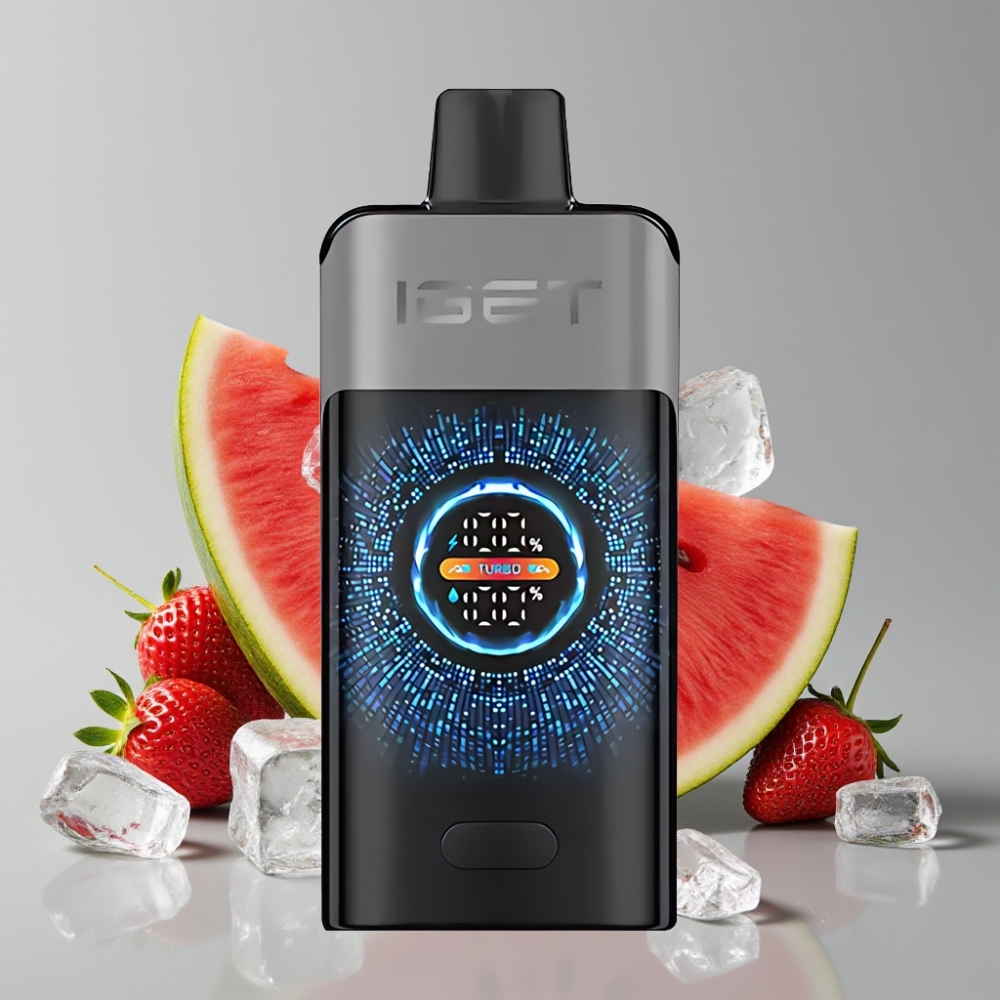 IGET ONE 12000 Puffs Disposable Vape Morango Melancia Gelada com Tela Colorida Curva e Bateria 2700 mAh