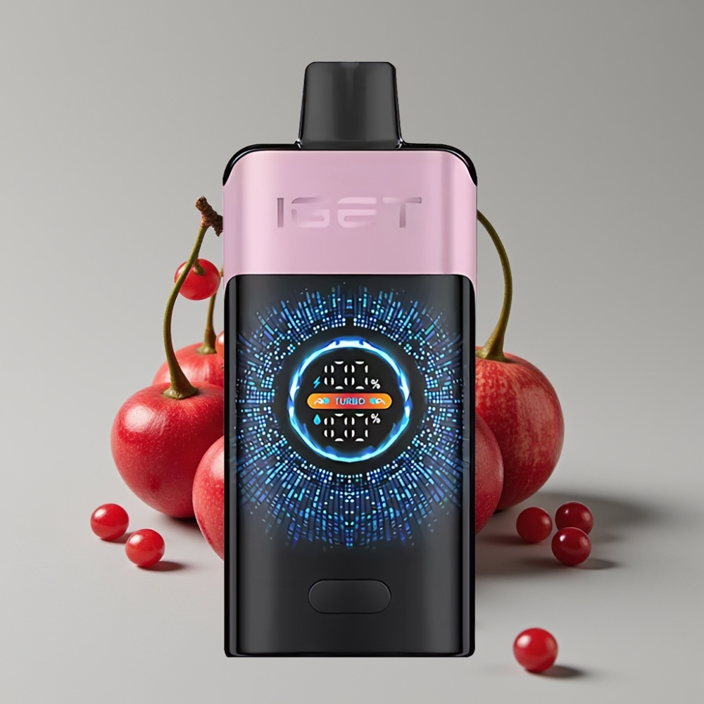 IGET ONE 12000 Puffs Vape Descartável Cereja Romã com Tela Colorida Curva e Bateria 2700 mAh