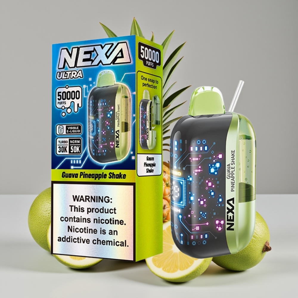 NEXA Ultra 50K Disposable Vape 20ml 5% Nicotina Sabor Batido de Goiaba e Abacaxi
