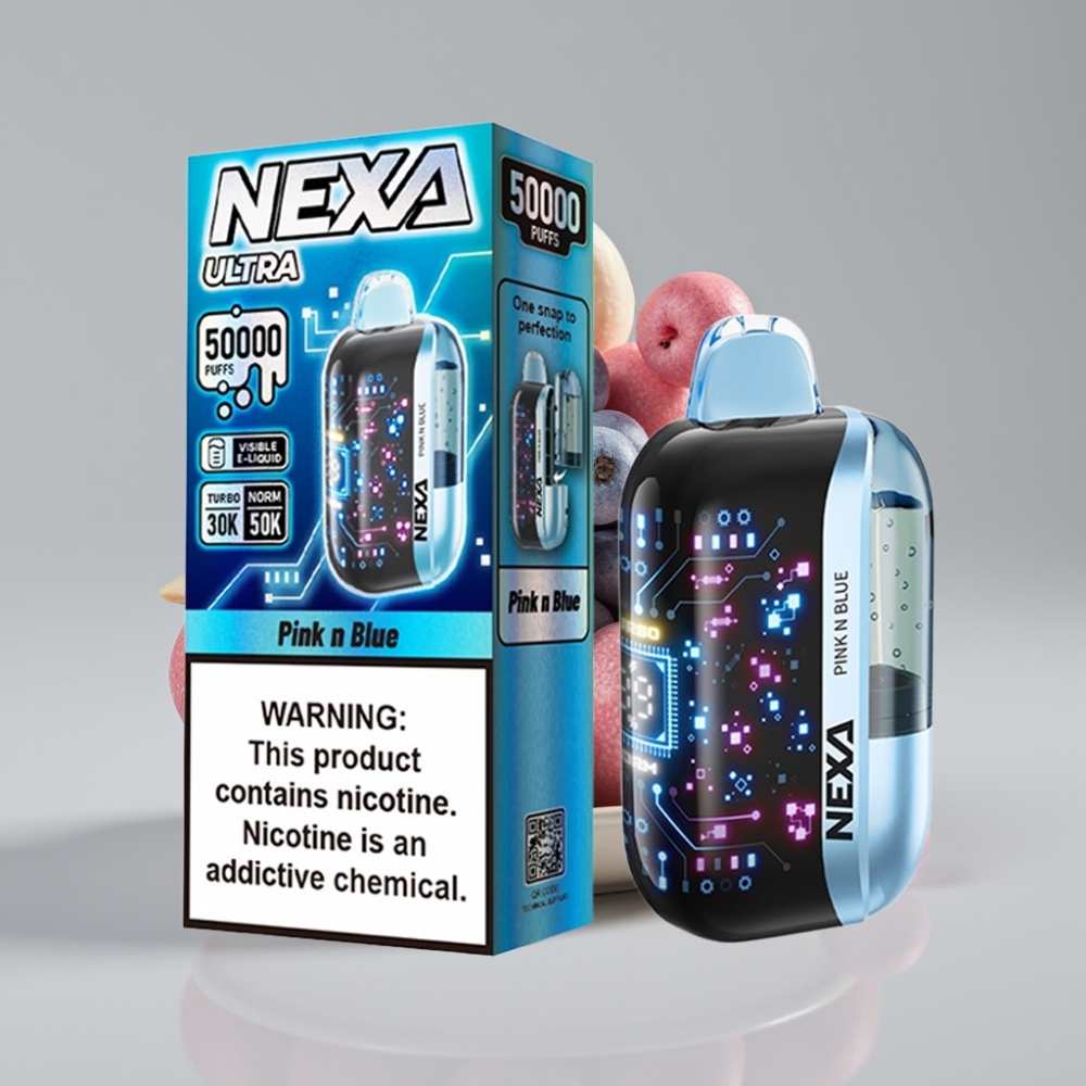 NEXA Ultra 50K Disposable Vape 20ml 5% Nicotina Sabor Rosa e Azul