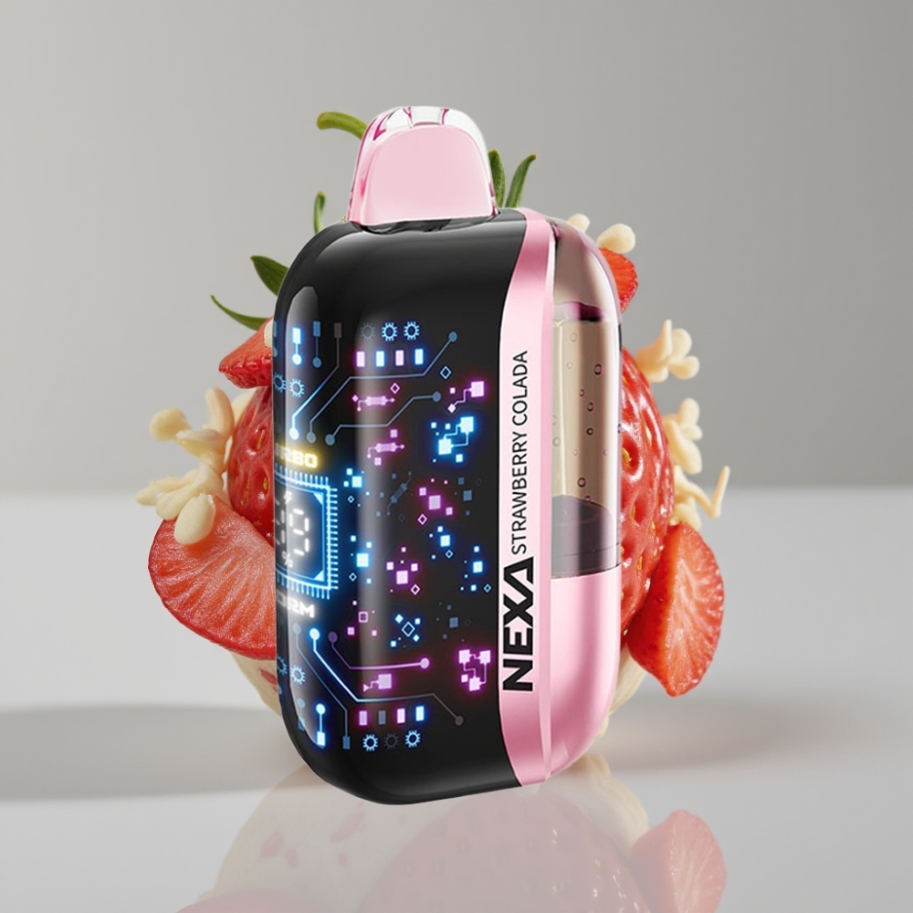 NEXA Ultra 50K Disposable Vape 20ml 5% Nicotine Morango Colada Tela 3D Curva Carregamento Type-C