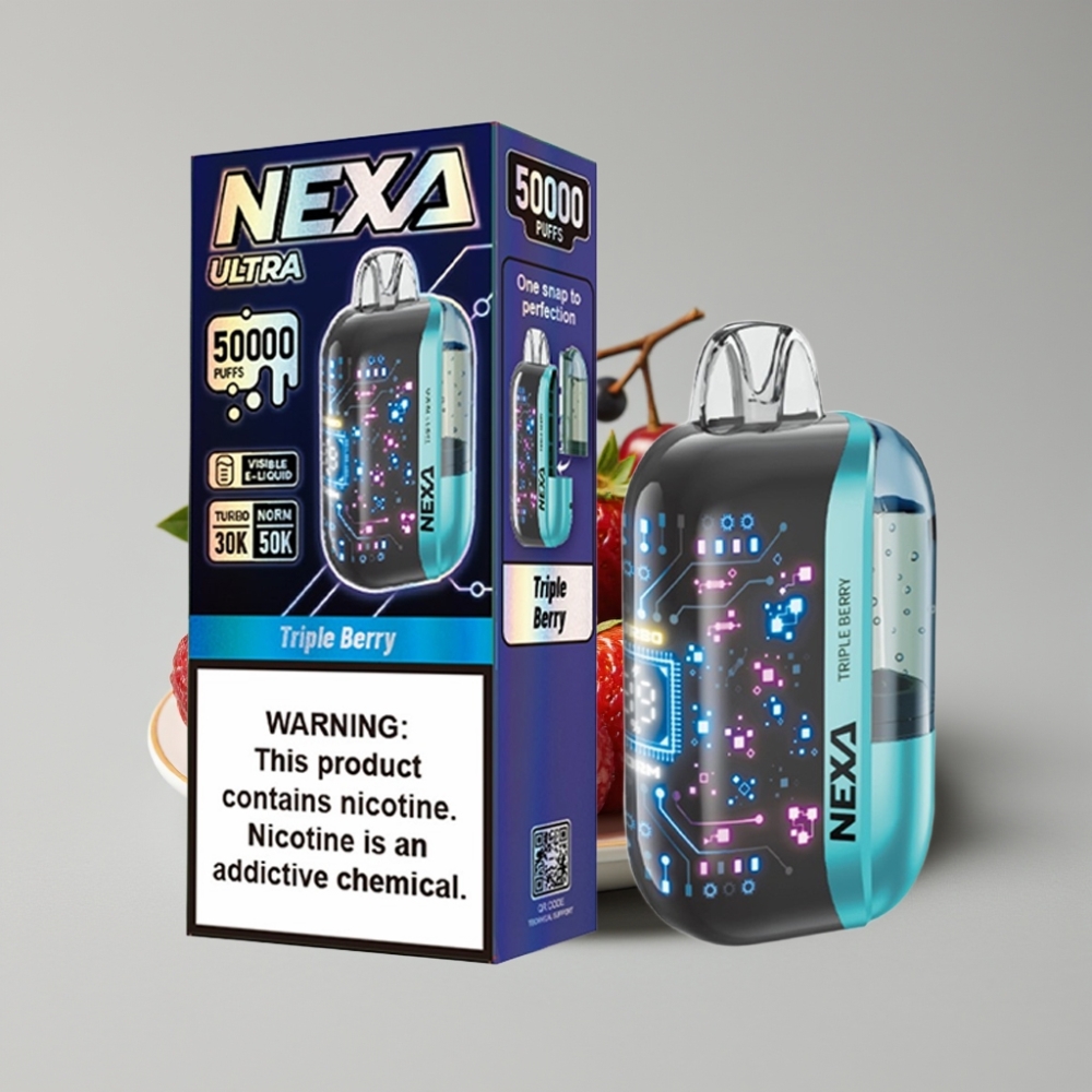 NEXA Ultra 50K Disposable Vape 20ml Frutas Silvestres Tela 3D Curva Carregamento Type-C