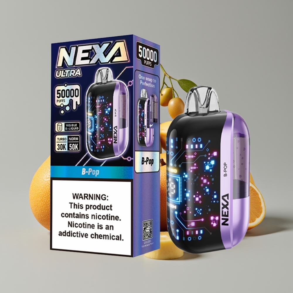 NEXA Ultra 50K Disposable Vape B-Pop 20ml 5% Nicotina Tela 3D Curva