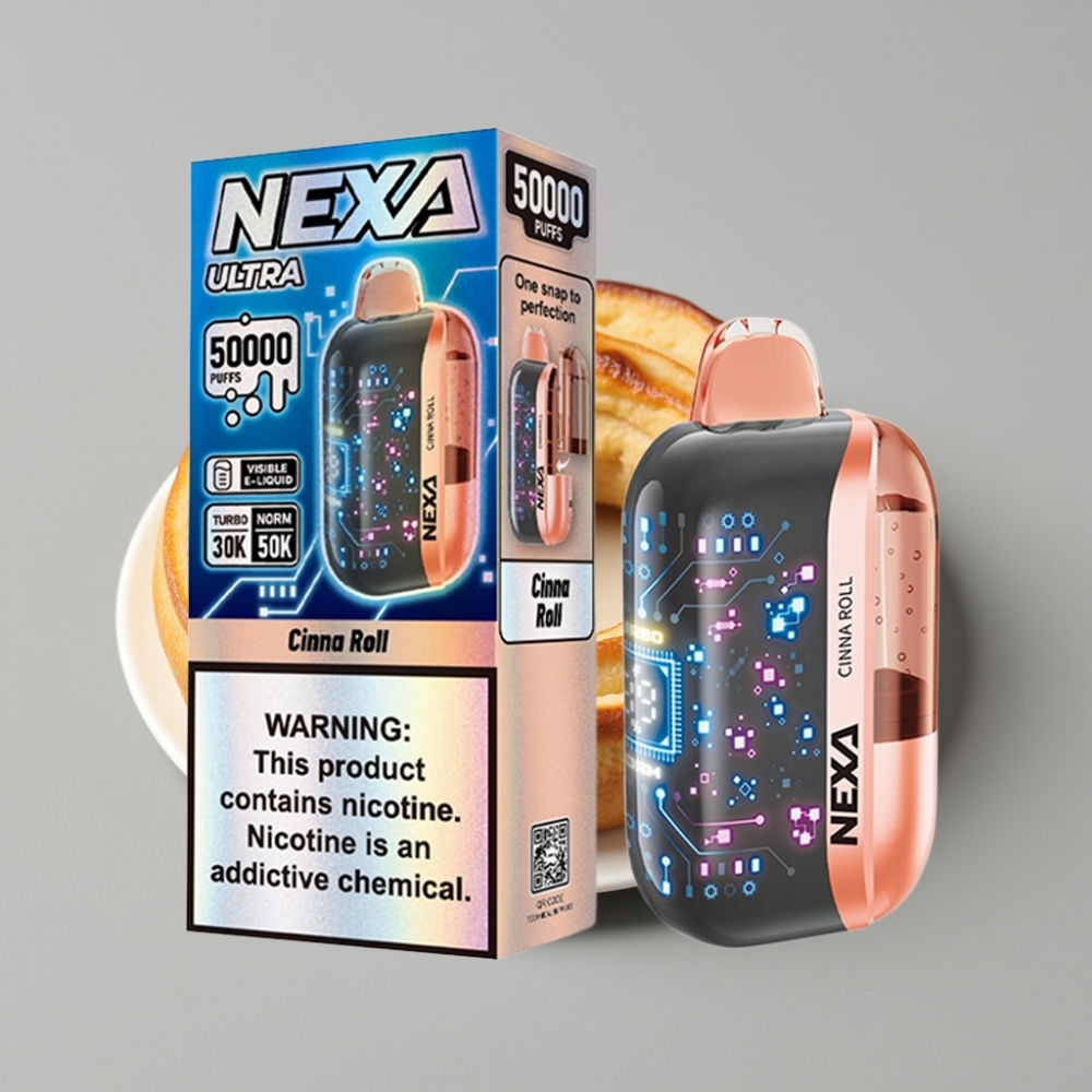 NEXA Ultra 50K Disposable Vape Canela com 20ml, 800mAh e Tela 3D Curva