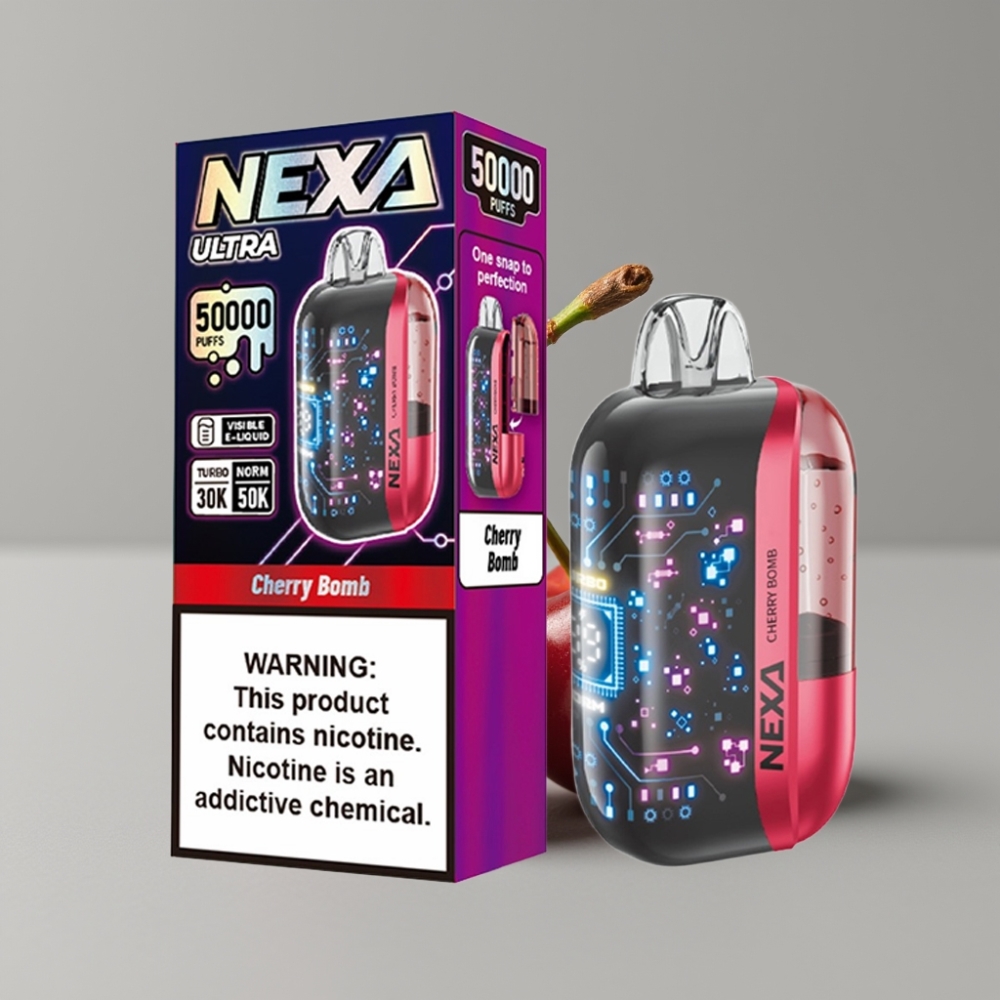 NEXA Ultra 50K Disposable Vape Cereja Bomp 20ml 5% 50000 Puffs Tela 3D Carregamento Type-C