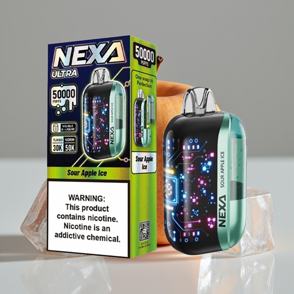 NEXA Ultra 50K Disposable Vape Maçã Verde Gelada com Tela 3D Curva e Carregamento Type-C