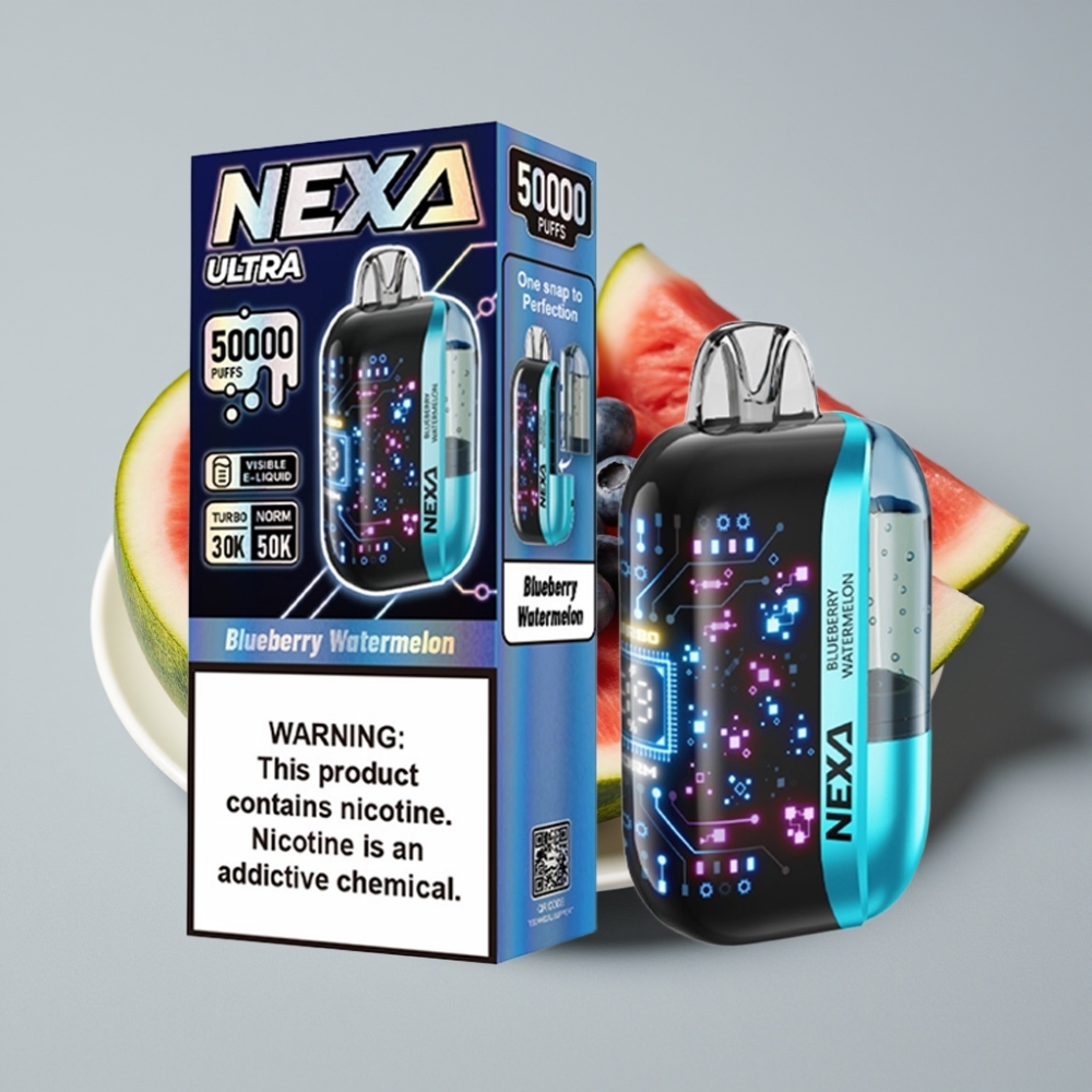 NEXA Ultra 50K Disposable Vape Mirtilo Melancia 20ml 5% Nicotina Tela 3D Tipo-C