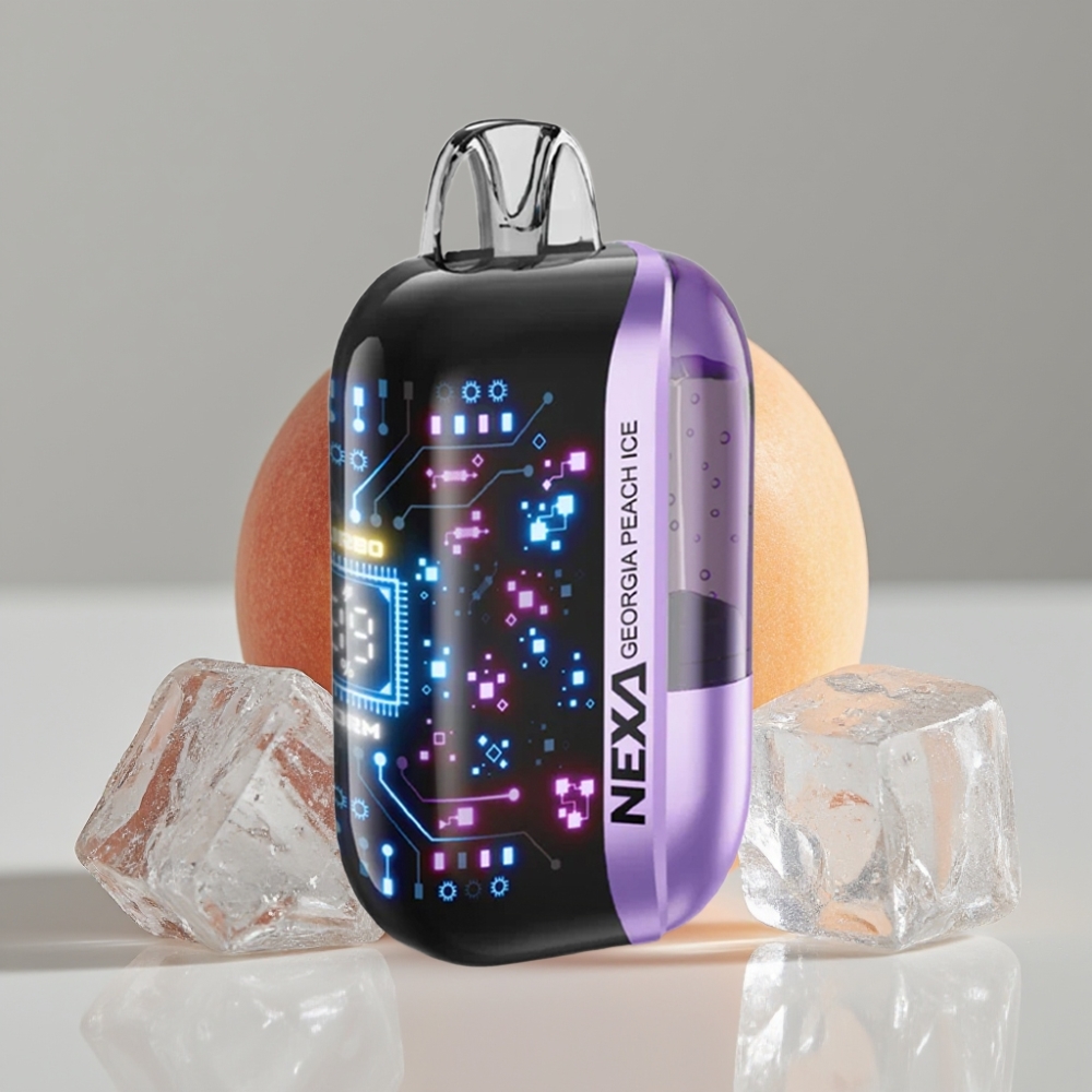 NEXA Ultra 50K Disposable Vape Pêssego Geórgia Gelado 20ml 5% Nicotina Tela 3D Curva