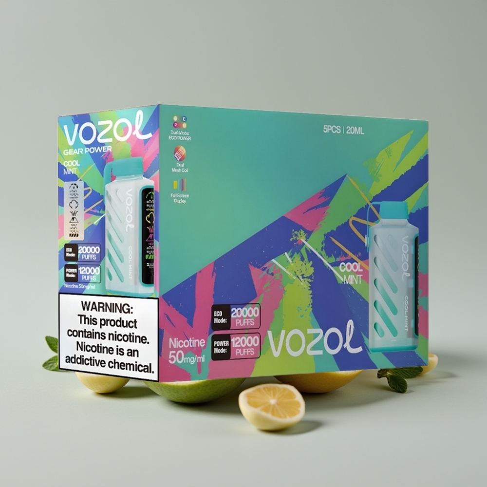VOZOL Gear Power 20000 Puffs Menta Fresca com Tela Inteira e Dual Mesh Coil