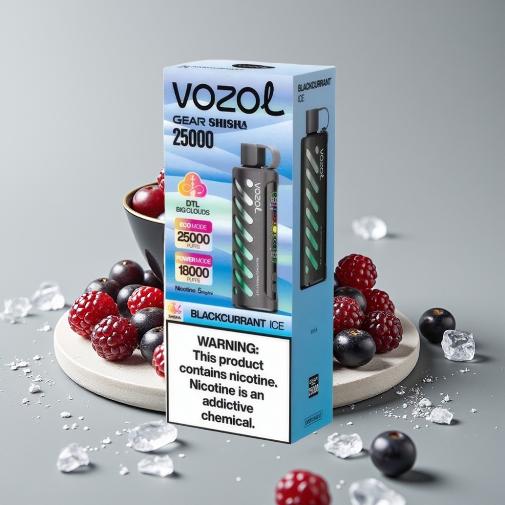 VOZOL Gear Shisha 25000 Puffs Blackcurrant Ice com S.i.L.C Tech e Dual Mesh