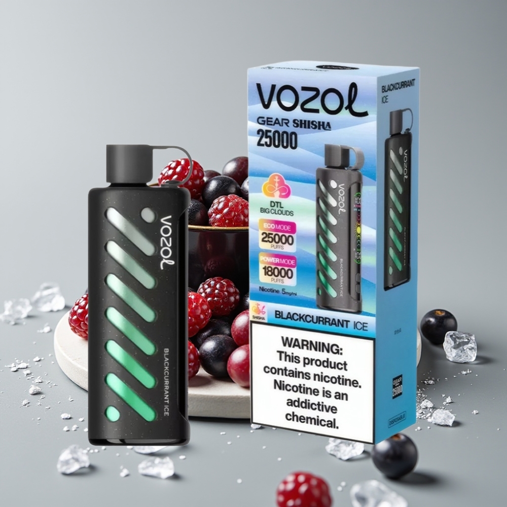 VOZOL Gear Shisha 25000 Puffs Blackcurrant Ice com S.i.L.C Tech e Dual Mesh
