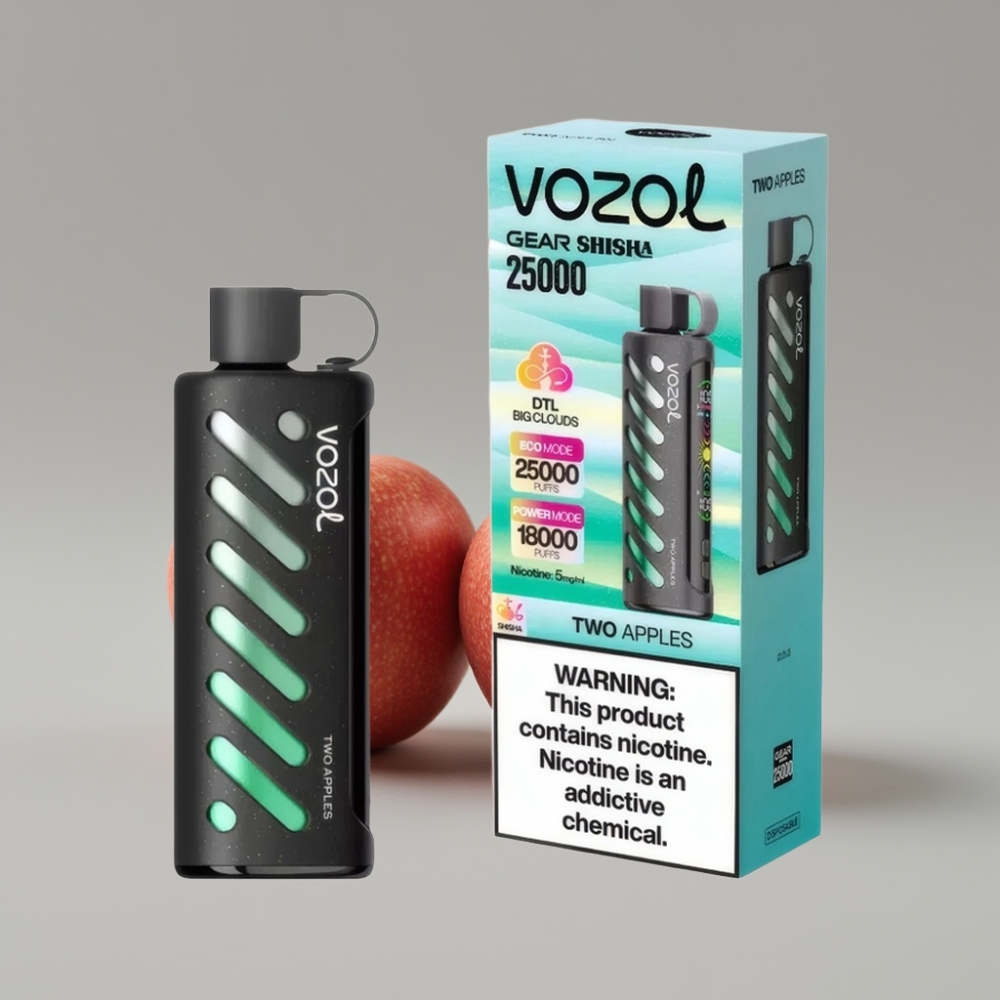 VOZOL Gear Shisha 25000 Puffs Duas Maçãs, 1000mAh, Dual Mesh, 5mg/ml, S.i.L.C Tech