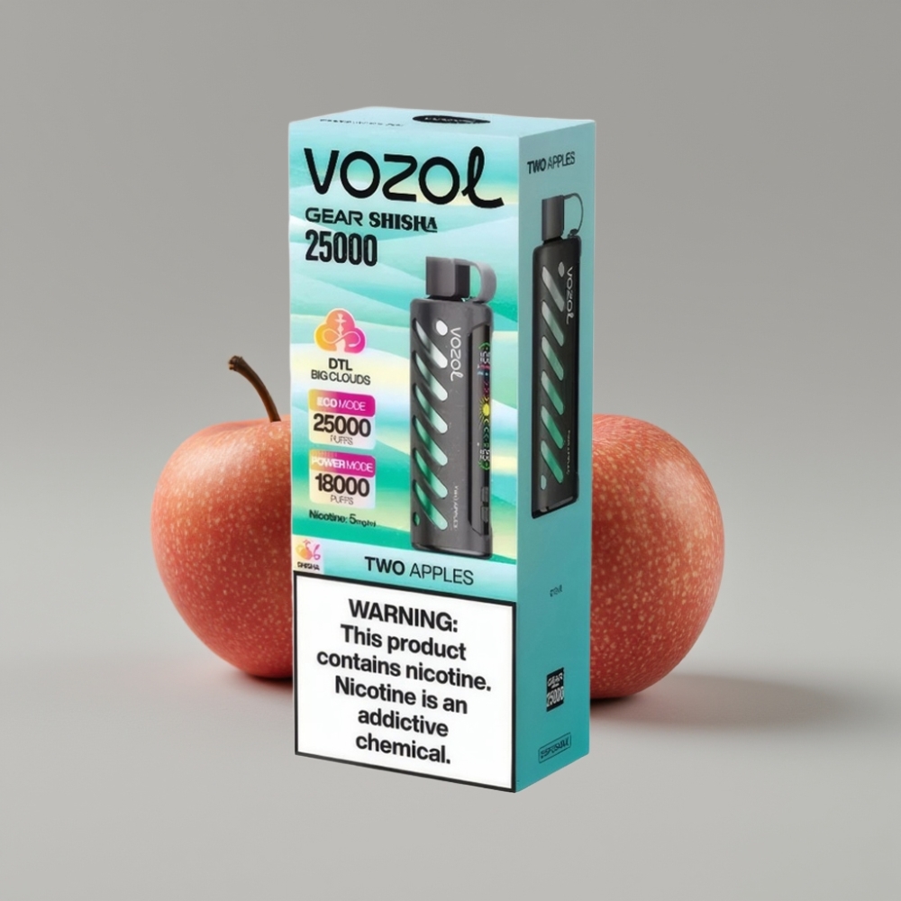 VOZOL Gear Shisha 25000 Puffs Duas Maçãs, 1000mAh, Dual Mesh, 5mg/ml, S.i.L.C Tech