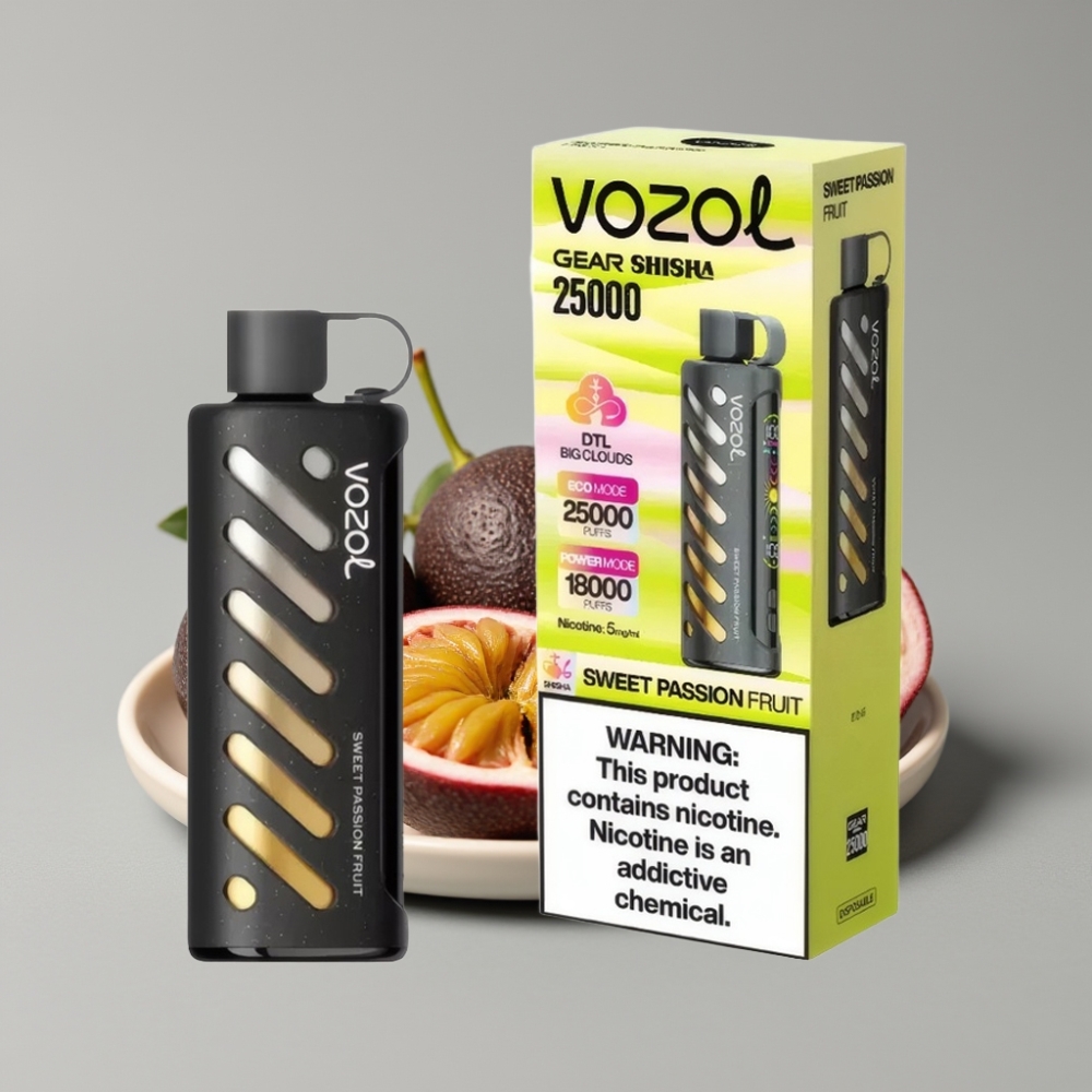 VOZOL Gear Shisha 25000 Puffs Vape Maracuja Doce com S.i.L.C Tech e Dual Mesh