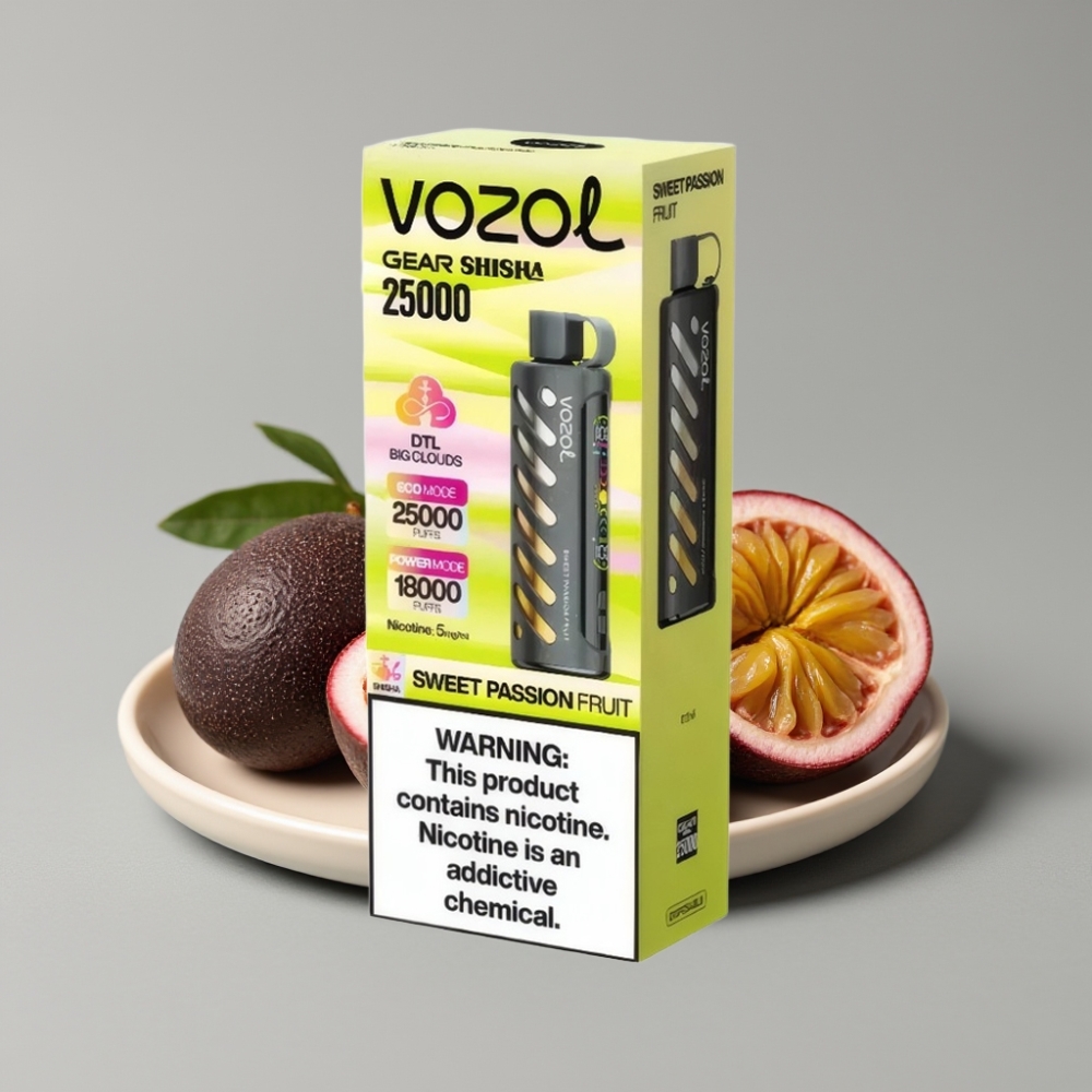 VOZOL Gear Shisha 25000 Puffs Vape Maracuja Doce com S.i.L.C Tech e Dual Mesh