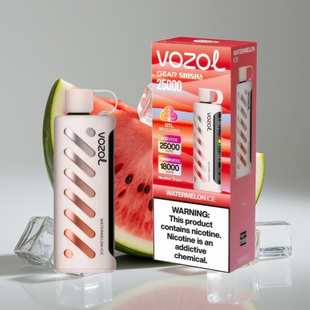 VOZOL Gear Shisha 25000 Puffs Vape Melancia Gelada com S.i.L.C Tech e Dual Mesh