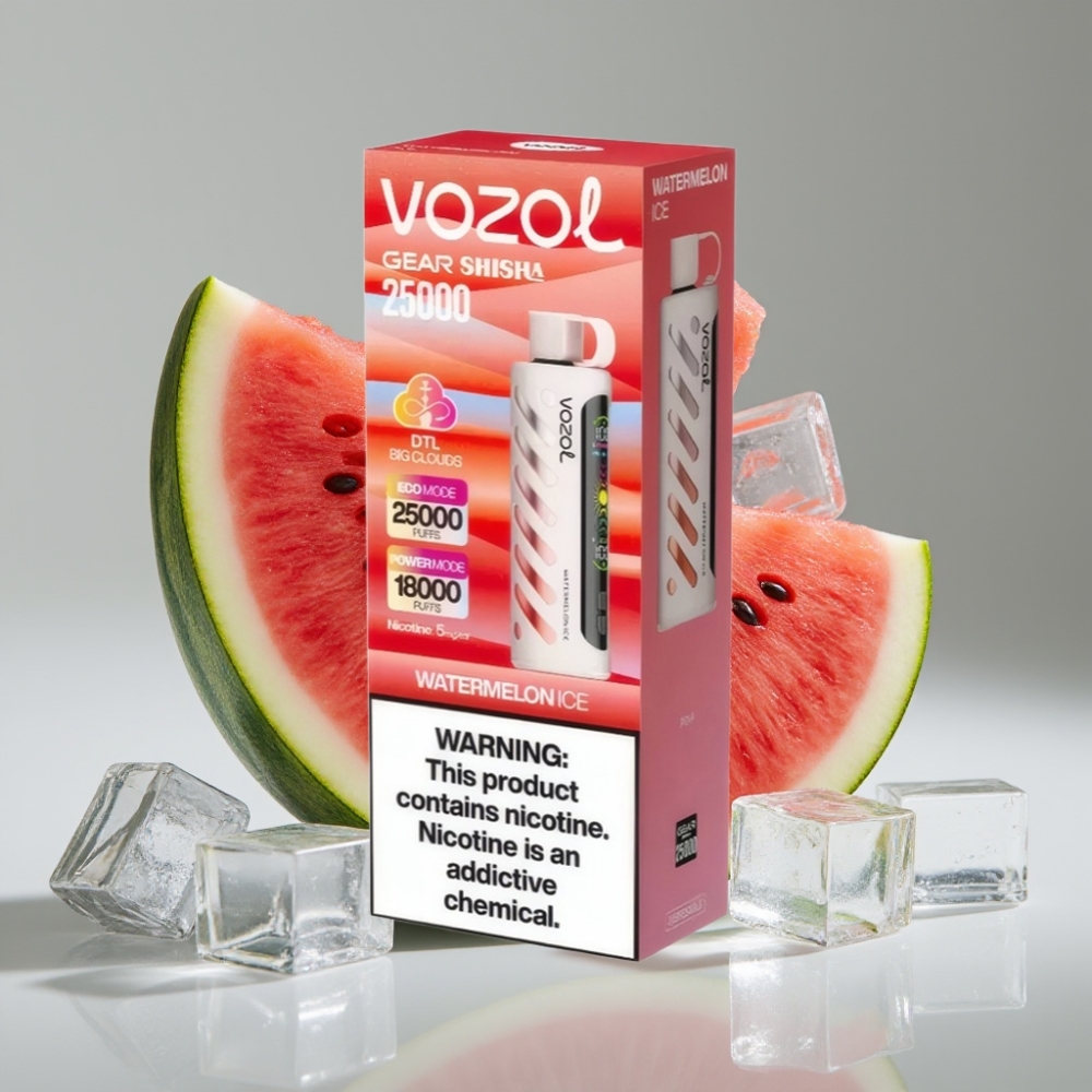 VOZOL Gear Shisha 25000 Puffs Vape Melancia Gelada com S.i.L.C Tech e Dual Mesh