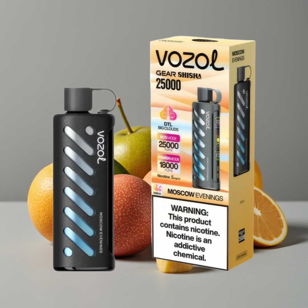 VOZOL Gear Shisha 25000 Puffs Vaporizador Descartável Noites de Moscou, 30 Sabores, S.i.L.C Tech, Dual Mesh, 1000mAh, 5mg/ml