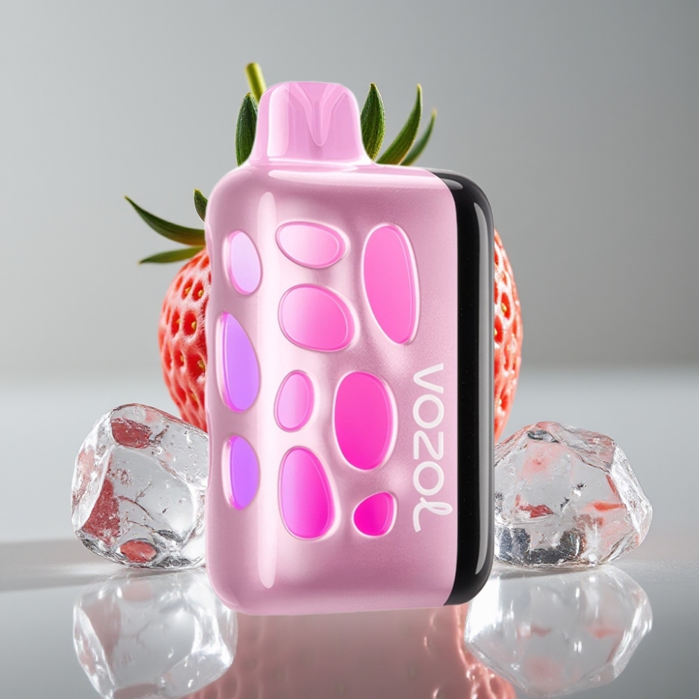 VOZOL RAVE 40000 Disposable Vape Morango Gelo com Glow Vibrante 270° e Modo Festa