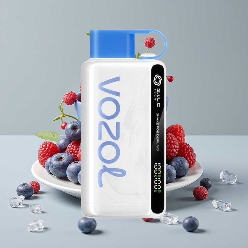VOZOL STAR 9000/12000 Disposable Vape Mirtilo Framboesa Gelo com Carga 30% Mais Rápida e Proteção do Bocal