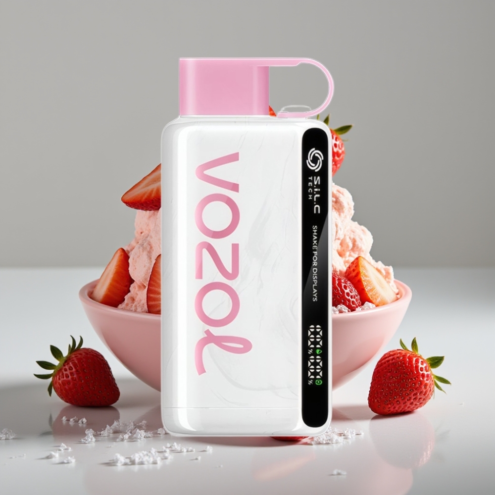 VOZOL STAR 9000/12000 Disposable Vape Morango Sorvete com S.i.L.C TECH e Proteção do Bocal