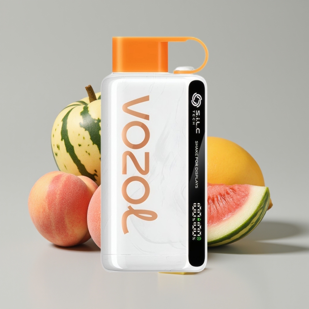 VOZOL STAR 9000/12000 Disposable Vape Pêssego Manga Melancia com S.i.L.C TECH e Recarga 30% Mais Rápida
