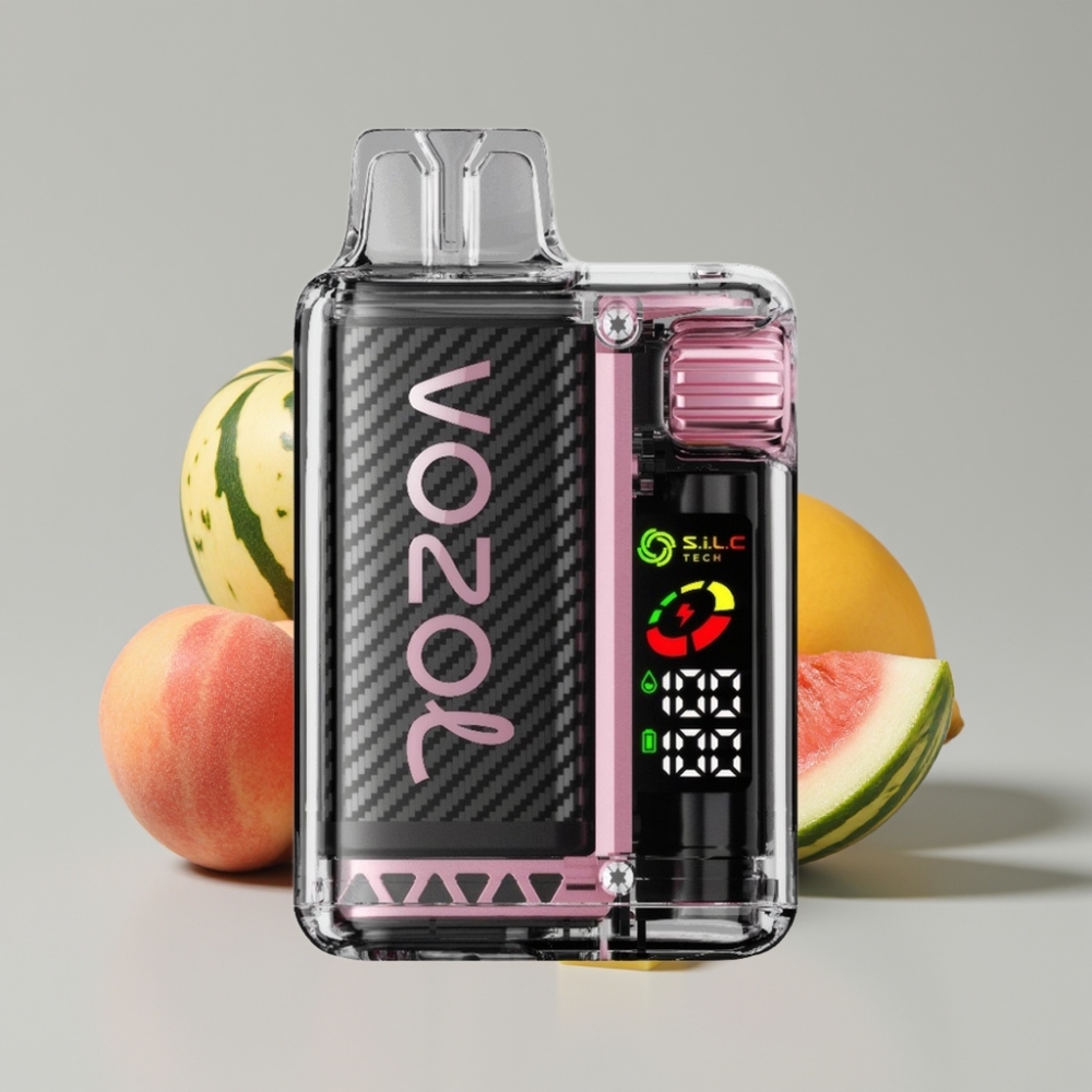 VOZOL Vista 20000 Puffs Recarregável Sabor Pêssego Manga Melancia com Bateria 650mAh e Tela OLED