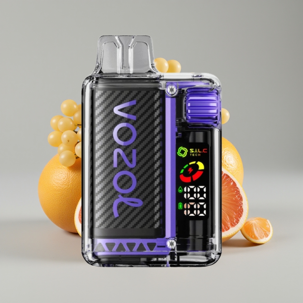 VOZOL Vista 20000 Puffs Vape Recarregável Sabores Flor de Sabugueiro e Toranja, Bateria 650mAh, 2% Nicotina, OLED, TPD Compliant, MTL