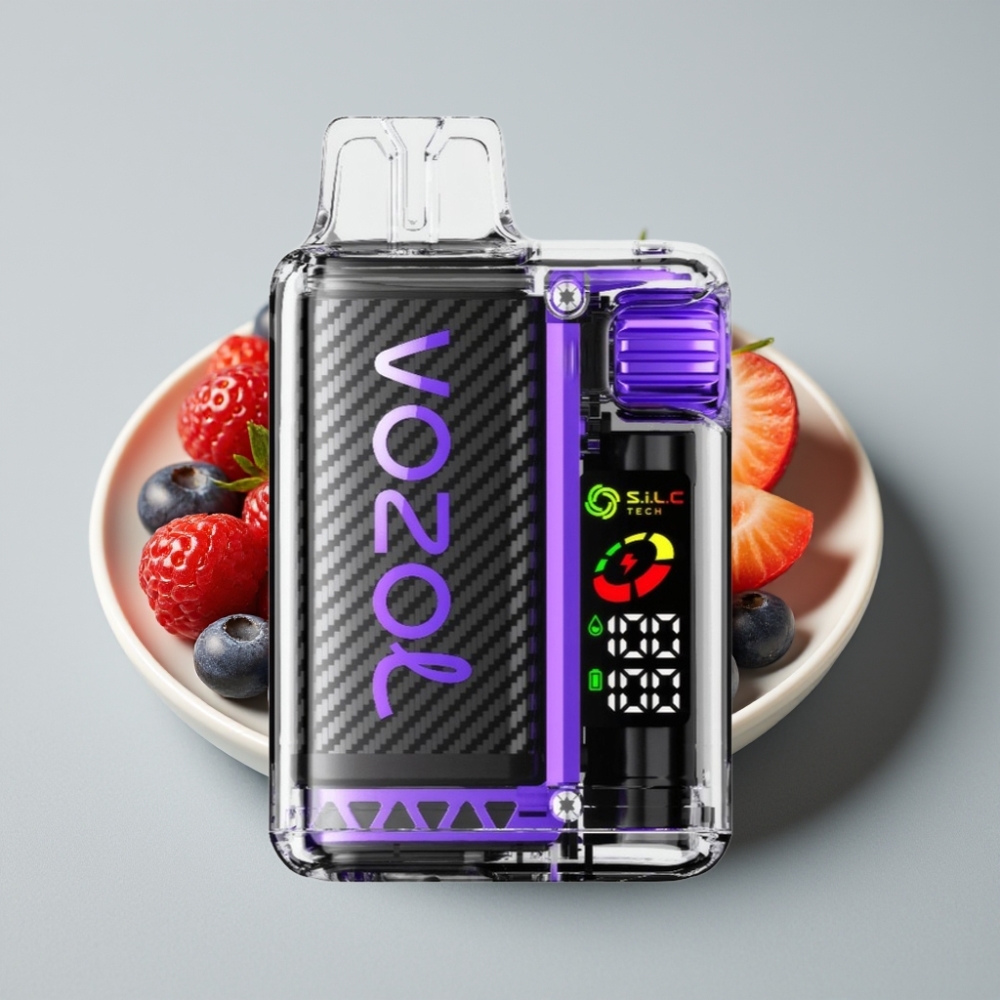 VOZOL Vista 20000 Puffs Vape Recarregável com Bateria 650mAh, Sabor Frutas Vermelhas, OLED e Coil Dual Mesh